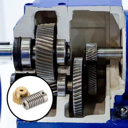 uxcell Worm Gear Set 25T 0.8 Module 1:25 Reduction Rate, Right Rotation Drive Gear Box Wheel Reduce Transmission Part (Brass Gear-4mm Bore, 1045 Steel Rod 5mm Bore) - size: Gear-4mm, Rod-5mm Bore, style: 0.8M-25T