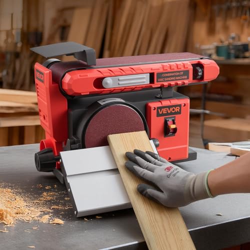 VEVOR 6" Disc Sander & 4" x 36" Belt Sander, 400W Professional Belt Disc Sanders Combo with 0-45° Adjustable Worktable & Dust Collection Port for Woodworking, Knife Sharpening, DIY Crafting - size: 6" Disc & 4" x 36" Belt Sander Combo