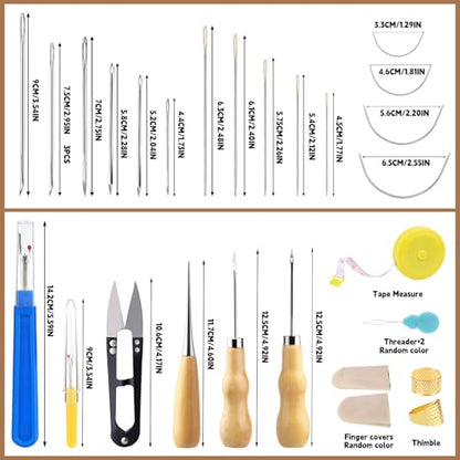 Upholstery Repair Kit, 71 Pcs Heavy Duty Sewing Kit, Leather Stitching Kit - color: Multicolor - Upgraded