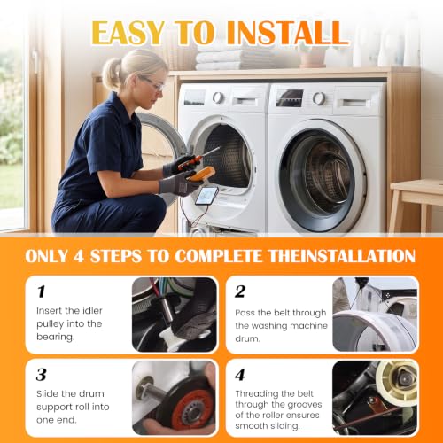 4392067 Dryer Repair Kit with W10837240 Dryer Idler Pulley, Fit for whirlpool Cabrio maytag Bravos XL kenmore Dryer, Includes WPW10314173 Drum Roller, 661570V Belt, 279640 Idler Pulley