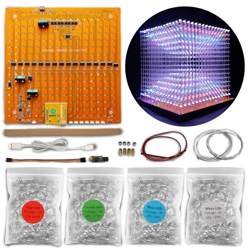 Mini 3D Led Cube DIY Electronics Kit Soldering Project Kit (3D16MINI-MULTI4-KIT) - color: 3d16mini-multi4-kit