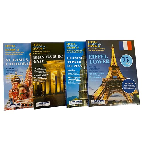 3D Puzzle | 4 Puzzles Pack | Save on Most Famous European Architecture Buildings Model Kits | Best Gift for Kids, Teens and Adults