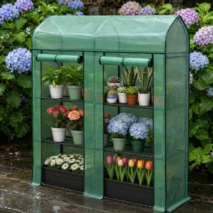 3‑Tier Portable Greenhouse, Small Walk‑in Green House, Green - color: Green B, size: Small