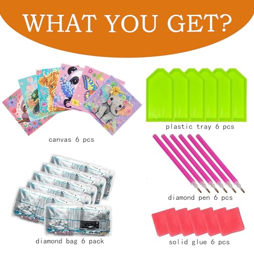 6 Pack Diamond Art Kits for Kids Teens, Diamond Painting for Kids 6X6 Inch - color: DPKK-3