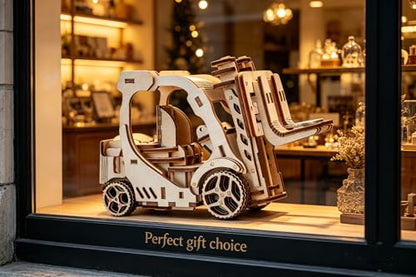 Wooden 3D Puzzle, Creative DIY Model Building Kit for Adults, Handmade Wooden Craft Collectible Ornament, Hobby Gift for Adults & Men, 60 Pieces Forklift, Basswood Material