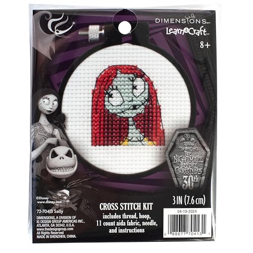 Dimensions 72-70413 Disney Tim Burton's The Nightmare Before Christmas Sally Mini Beginner's Cross Stitch Kit, 3" Diameter, Multicolor, 5 Pieces - style: Sally NBC