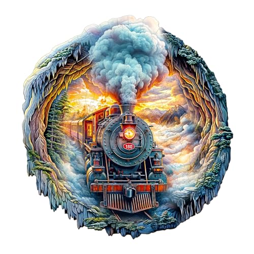 Wooden Puzzles for Adults, 11.4 * 10.8n 170pcs Steam Train Puzzle - color: 3d Steam Train, size: Medium