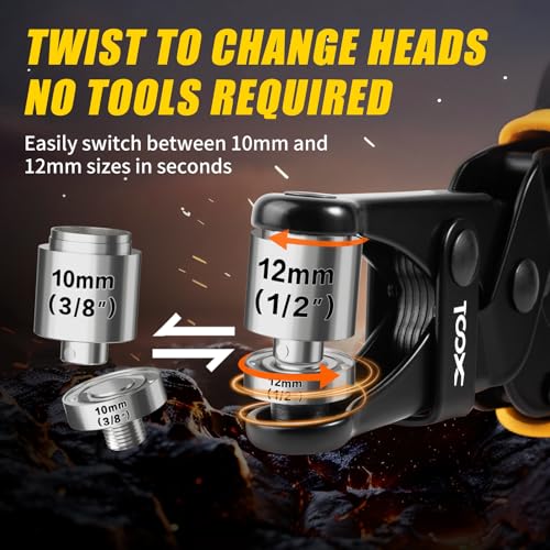 XOOL 2-in-1 Grommet Tool Kit, Tool-Free Quick-Change 3/8" (10mm) & 1/2" (12mm) Heads, Heavy Duty Kit with Magnetic Positioning, 400 Sets Grommets & Washers for Tarps, Canvas, Fabric and Leather - size: 1/2" & 3/8" Grommet Tool Kit
