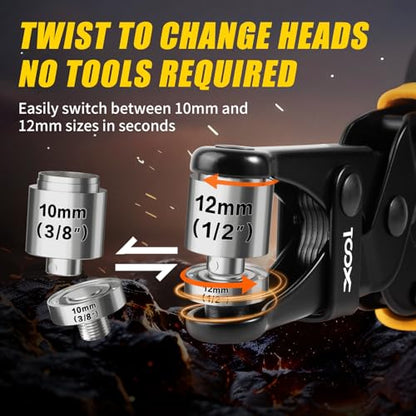XOOL 2-in-1 Grommet Tool Kit, Tool-Free Quick-Change 3/8" (10mm) & 1/2" (12mm) Heads, Heavy Duty Kit with Magnetic Positioning, 400 Sets Grommets & Washers for Tarps, Canvas, Fabric and Leather - size: 1/2" & 3/8" Grommet Tool Kit