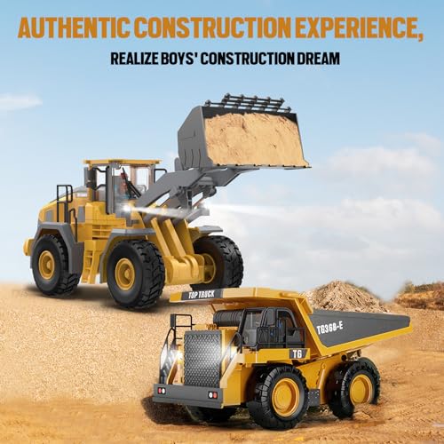 KIDMARKT Metal RC Wheel Loader Toy - Realistic Working Lights and Sounds, 1:20 Scale, 9-Channel Remote Control Construction Play Tractor Toys for Kids 3+, Perfect 2026 Gift - size: Wheel Loader
