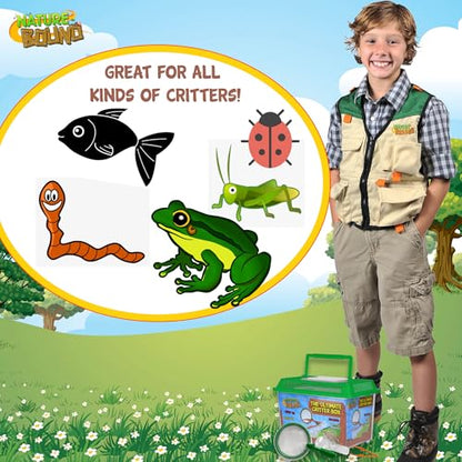 Nature Bound - Ultimate Critter Box Habitat Kit for Indoor/Outdoor Insect Collecting - Includes Net, Tweezers, and Magnifier - Gift for Boys and Girls Green