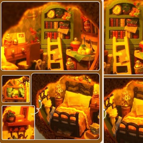 DIY Miniature Dollhouse with LED Lights Creative Modern Cabin Handmade Mini House Model, Furniture Scene, Mini Decorative Wooden Craft - color: C