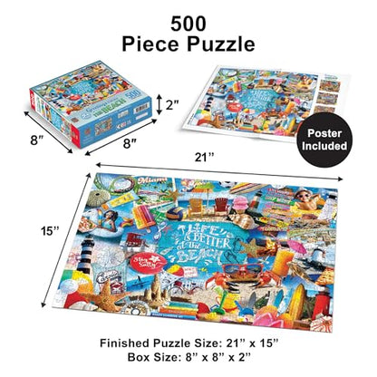 MasterPieces 500 Piece Jigsaw Puzzle for Adults, Family, Or Youth - Greetings from the Beach - 15" x 21" - style: The Beach