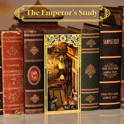 CCCDF Book Nook Kit, The Emperor’s Study DIY 3D Wooden Puzzle with LED - color: The Emperor’s Study