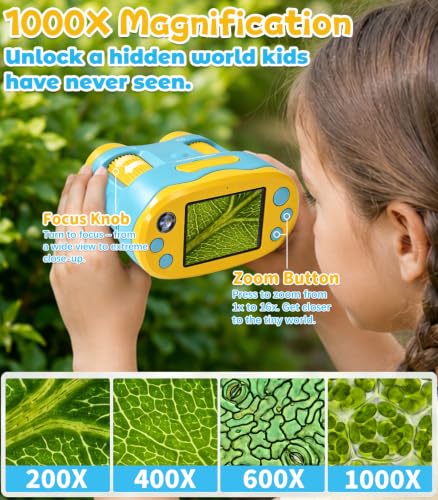 Handheld Digital Microscope for Kids, STEM Science Kits Ages 4-12 - color: blue