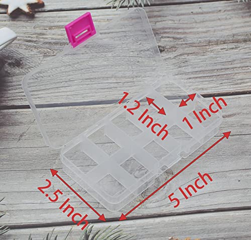 Yansanido 4 Pcs 10 Grids 5 Inch x 2.5 Inch Adjustable Small Removable Plastic Jewelry Organizer Divider Storage Box Jewelry Earring Tool Containers (Clear Pink) - color: Clear Pink