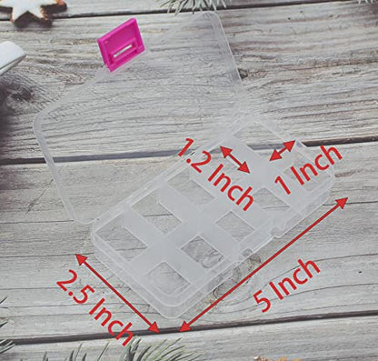 Yansanido 4 Pcs 10 Grids 5 Inch x 2.5 Inch Adjustable Small Removable Plastic Jewelry Organizer Divider Storage Box Jewelry Earring Tool Containers (Clear Pink) - color: Clear Pink