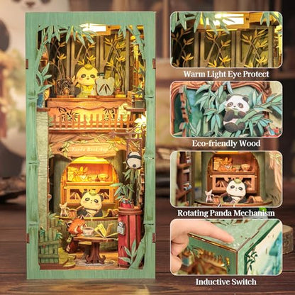 Fsolis Book Nook Kit, Miniature Booknook Panda Bookshop - color: Panda Bookshop