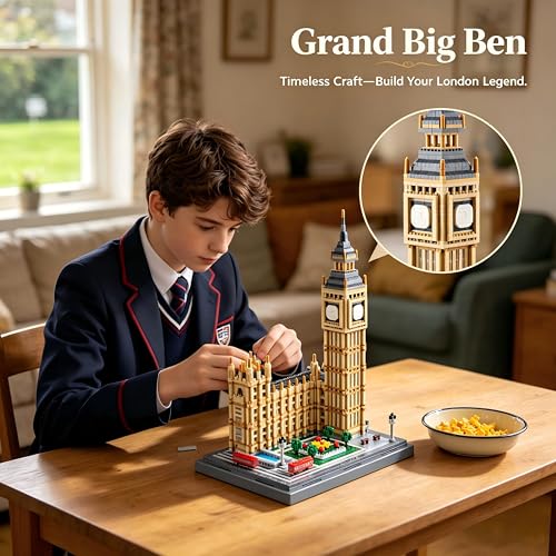 Big Ben Clock Tower Micro Blocks Set for Adults, 4112 Pcs Mini Iconic - color: Big Ben
