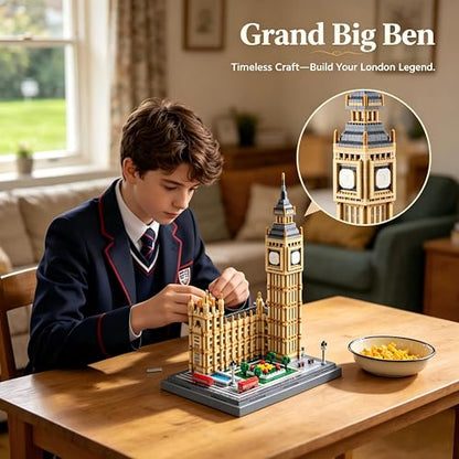 Big Ben Clock Tower Micro Blocks Set for Adults, 4112 Pcs Mini Iconic - color: Big Ben