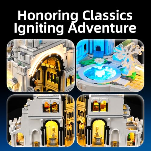 YEABRICKS LED Light for Lego 11377 Icons The Lord of the Rings: Minas Tirith Remote Control Version Building Blocks Model -Gift for Collectors & Hobbyists(Building Set NOT Included) - style: Only Light Minas Tirith Remote Control Version