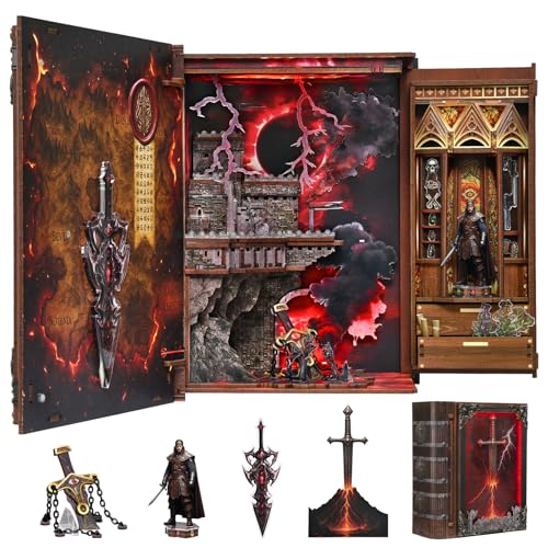 Book Nook Kit, Sword of Fire DIY Miniature Dollhouse Magic Booknook Kit - color: Sword of Fire