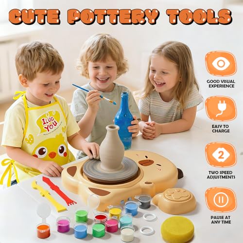 Capybaras Pottery Wheel Kit for Kids with Foot Pedal for Kids Ages 6-12 - color: Brown C
