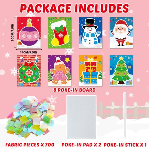 Lonfliness 8 Pcs Christmas Poke in Craft Kits for Kids Mess Free DIY Art - style: Christmas