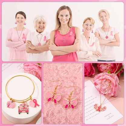 SANNIX 110Pcs Breast Cancer Charms, Pink Ribbon Charm for Jewelry Making - style: Breast Cancer Charms