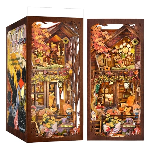 TOYQI Book Nook Kit, DIY Miniature Dollhouse Kit for Adults and Teens - color: Twilight Cottage