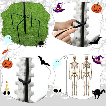 2Set Halloween Metal Skeleton Stand, Black, 6.56 Ft/ 2 M, Regular - color: Black, style: Regular Styles