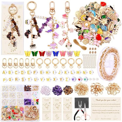 674 Pcs Lipgloss Keychain Making Kit,Bag Charm Kit with Crystal Stone - color: 674 Pcs Keychain