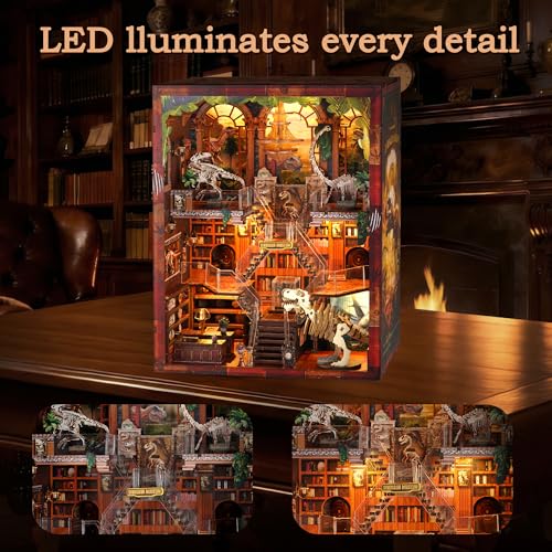 VORATHIS Book Nook Kit, DIY Miniature House for Adults (Dinosaur Museum) - color: Dinosaur Museum