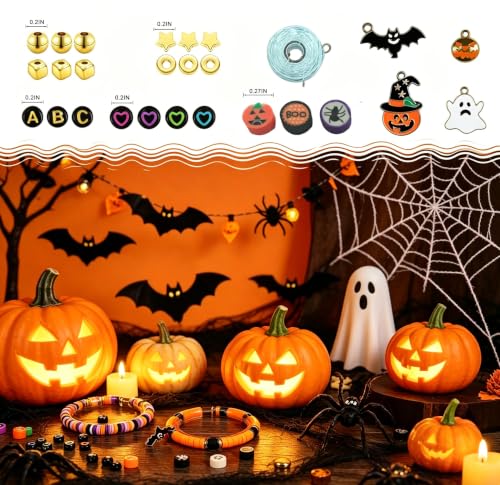 3000 Pcs Halloween Clay Beads for Bracelet Making Kit.