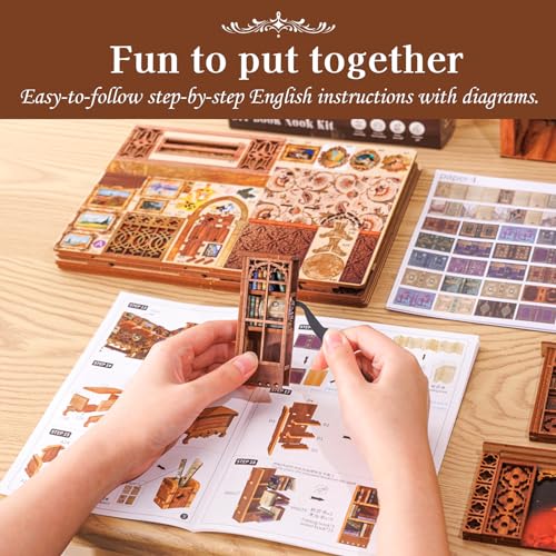 Cutefun Book Nook Kit Library - DIY Miniature Booknook Kit for Adults