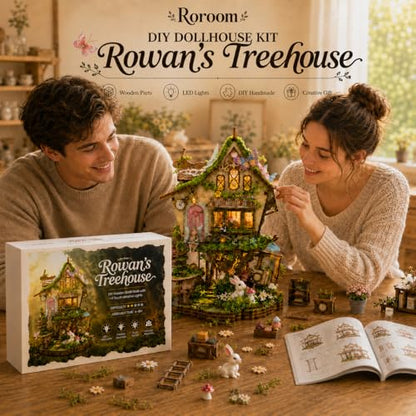 Roroom DIY Miniature House Kit, Fairy-Tale Treehouse Dollhouse Kit - color: Rowan's Tree House