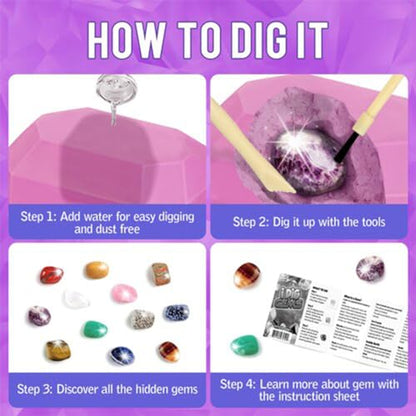 Liberty Imports 12-Pack Gem Digging Kit for Kids - Exciting Gemstone Mining Adventure - Educational STEM Crystal and Mineral Excavation – Party Favor Science Toys - style: Gemstones