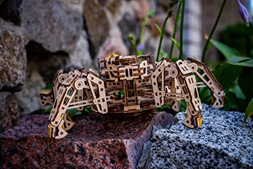 UGEARS Hexapod Explorer 3D Puzzle - Walking Robot Wooden Model Kits for Adults to Build - Self-Propelled 6-Legged Mechanical Crawler Craft Kit - 3D Wooden Puzzles for Adults
