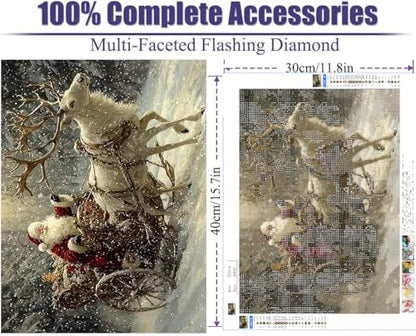 BOHADIY Diamond Painting Kit for Adults, Christmas Santa Claus Diamond Art Kits for Adults Beginners, Full Round Drill Forest Deer Art and Crafts Kits for Home Wall Decor Gifts 12x16inch