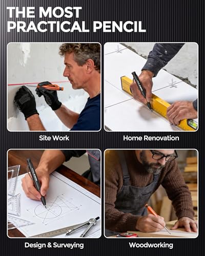 Nicpro Carpenter Pencil with Sharpener, 2 Pack Pencils for Construction - size: 2 PACK