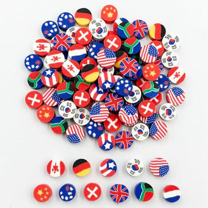 Flag Handmade Polymer Clay Beads, 100pcs Polymer Clay Spacer Beads for Women Jewelry Making DIY Charms Bracelet Necklace Hair Clip Accessories Handmade Craft - color: flag