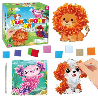 AGENTLAN Animal Poke Art Kit,Mess-Free Crafts for Kids Ages 3-8 - style: Animal