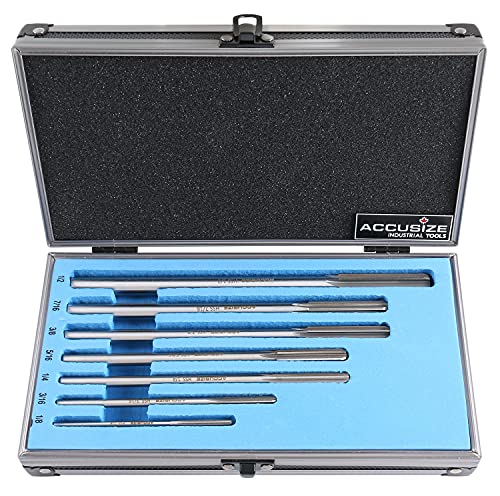Accusize Industrial Tools Chucking Reamer Set, 1/8" to 1/2" by 1/16", 7 Pc - size: Fractional 1/8" thru 1/2" by 16ths