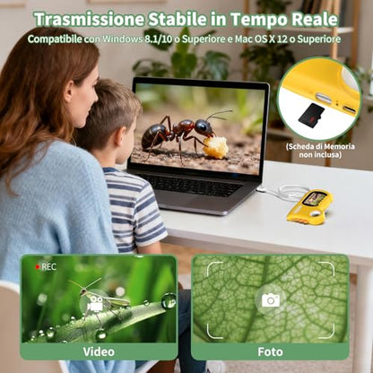 2 in 1 Microscope for Kids & Video Camera, Deepoter 1000X Digital Microscope with 2.0" Screen, Portable Handheld Kids Camera Toys, STEM Educational Science Kit Gifts for 3-12 Age Years Old Boys Girls