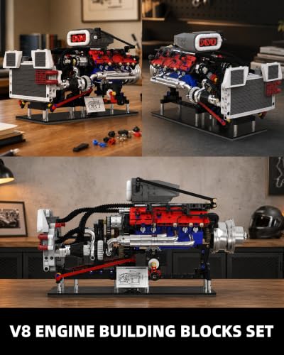 Advanced Muscle Car V8 Engine Model Kit that Works for Adult Boys - color: V8 Car Engine Kit a