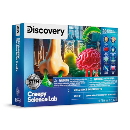 Discovery Creepy Science Lab - 28 Experiments Science Kit| Slime, Boogers, Brain Dissection| STEM Learning Toy| Glow in the Dark Chemistry Set| Kids Educational Activity| Gift for Boys Girls| Ages 8+ - size: 28 Experiments