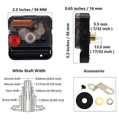 Youngtown 12888 Quartz Clock Mechanism Replacement 17/32" Shaft Clock Parts - size: 17/32 inch total shaft length