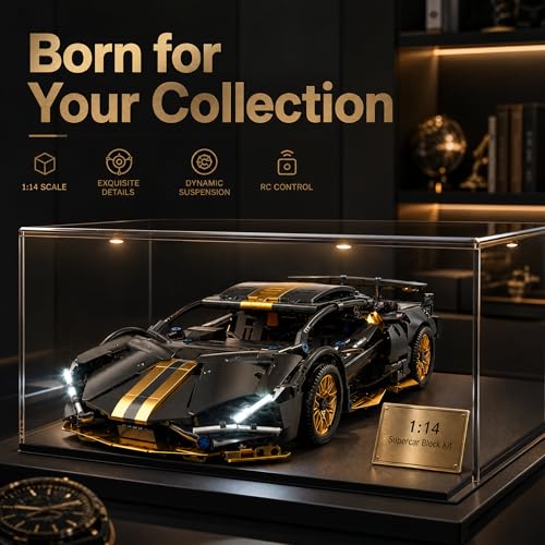 RC Car Building Kit, 1:14 Scale RC Car, 790+ Pieces, Black Gold - color: Black and Gold