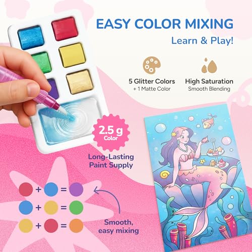 JoyCat 2 Pack Pocket Paint with Water Coloring Books for Kids - style: 2 Pack - Magical Pony & Ocean Princess