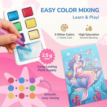JoyCat 2 Pack Pocket Paint with Water Coloring Books for Kids - style: 2 Pack - Magical Pony & Ocean Princess